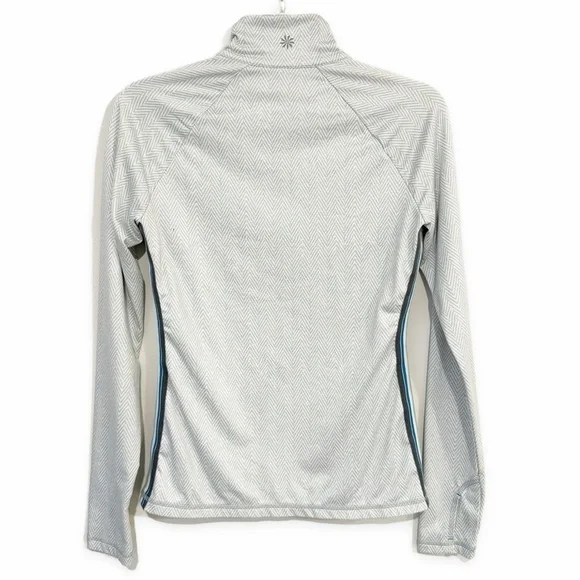 Athleta | Sierra White Herringbone 1/2 Zip Top Thermal Spandex Size Small - Picture 2 of 7